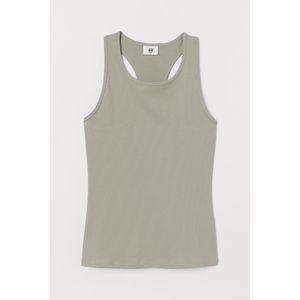 H&M Ribbed Sports Tank Top in Light khaki green